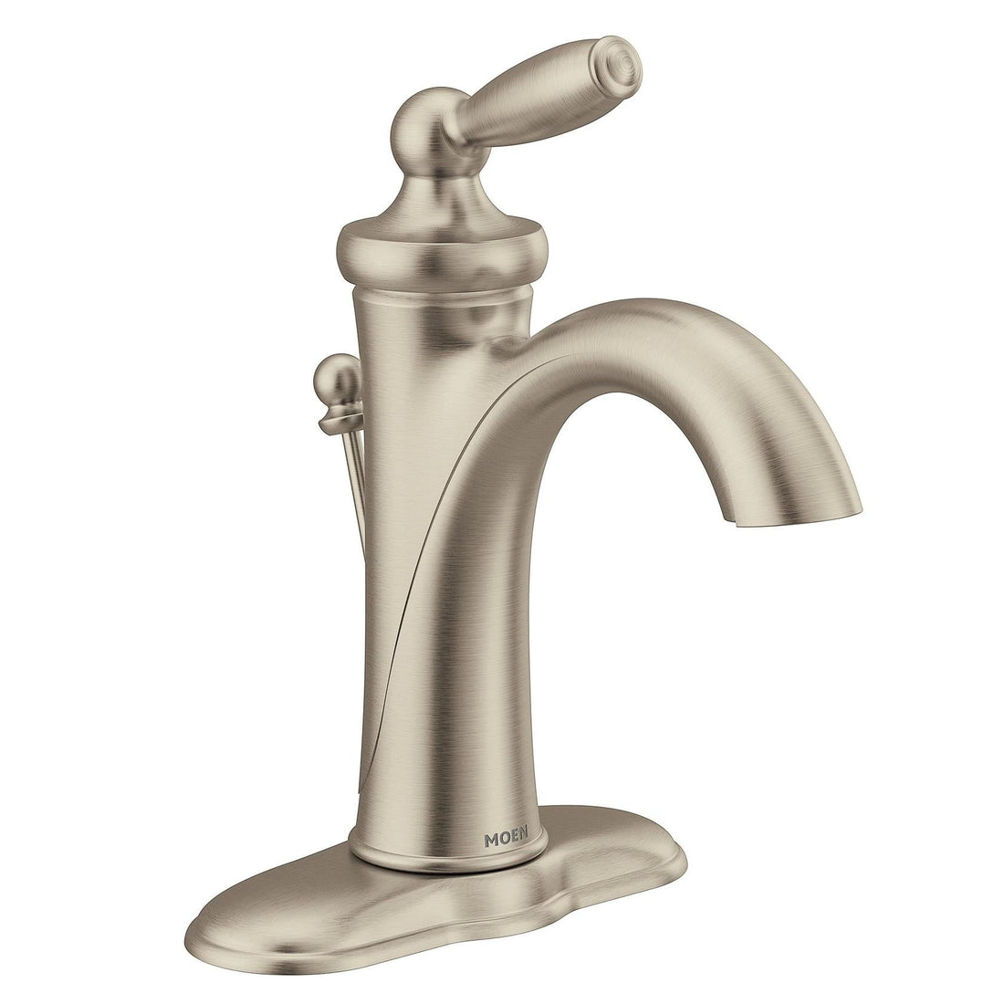 MOEN Brantford 6600BN One-Handle Single-Hole Bathroom Faucet in Brushed Nickel (Drain Included)