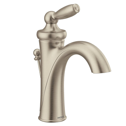 MOEN Brantford 6600BN Single-Handle Single-Hole High-Arc Bathroom Faucet in Brushed Nickel (Valve Included)