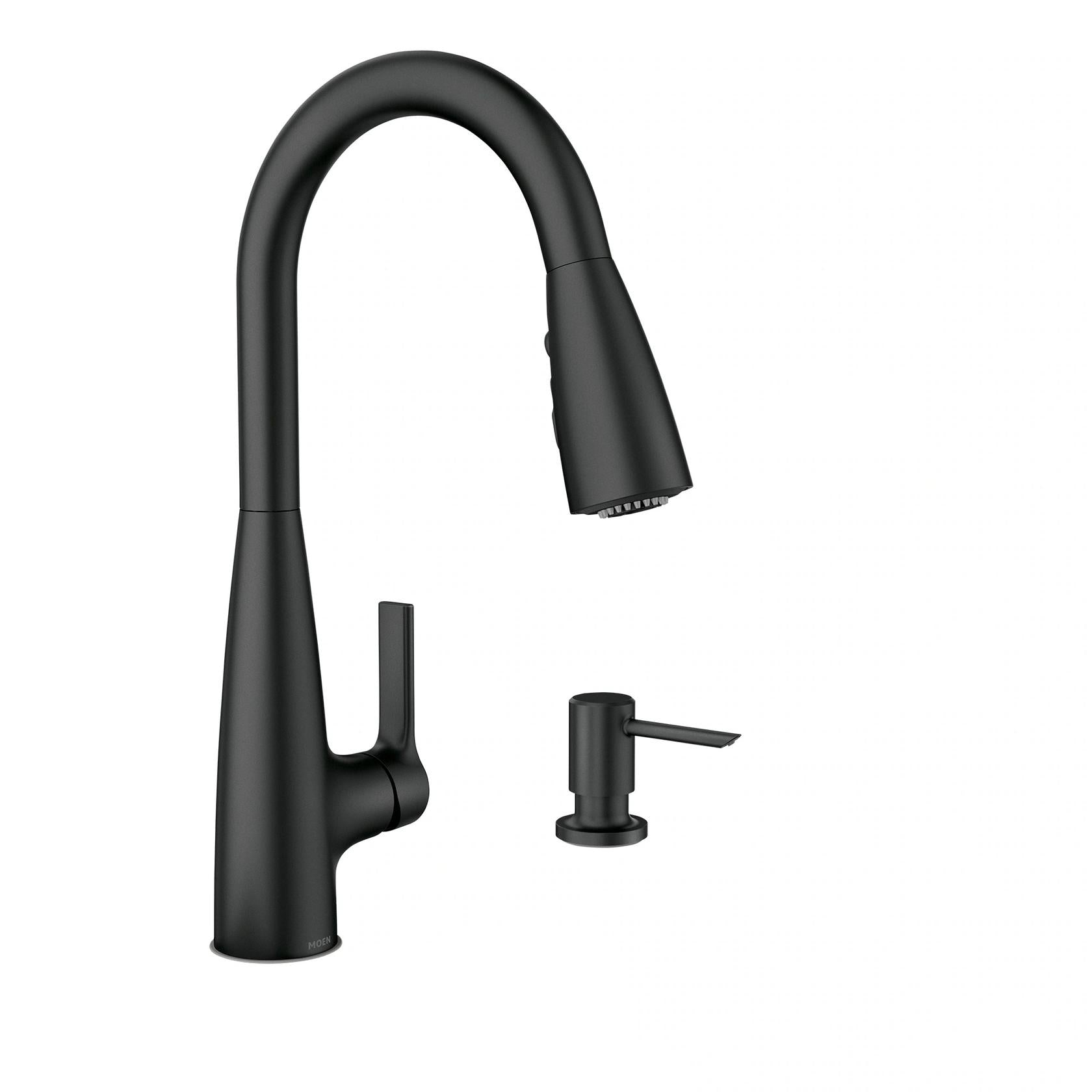 MOEN Haelyn 87627BL Single-Handle Pull-Down Sprayer Kitchen Faucet with 360 Degree Spout Swivel in Matte Black
