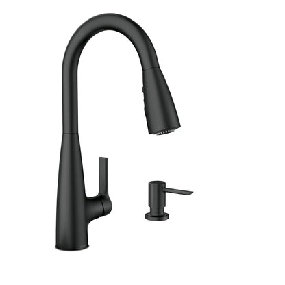 MOEN Haelyn 87627BL Single-Handle Pull-Down Sprayer Kitchen Faucet with 360 Degree Spout Swivel in Matte Black
