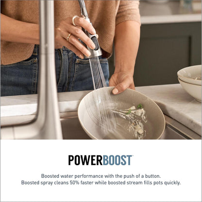 MOEN Haelyn 87627EIBL Pull Down Sprayer Kitchen Faucet ColorCue with 360 Degree Spout Swivel and Power Boost in Matte Black