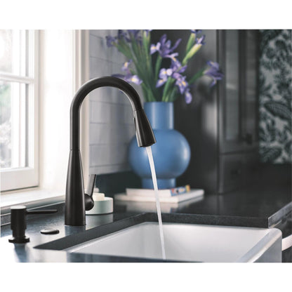 MOEN Haelyn 87627BL Single-Handle Pull-Down Sprayer Kitchen Faucet with 360 Degree Spout Swivel in Matte Black
