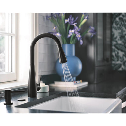 MOEN Haelyn 87627BL Single-Handle Pull-Down Sprayer Kitchen Faucet with 360 Degree Spout Swivel in Matte Black