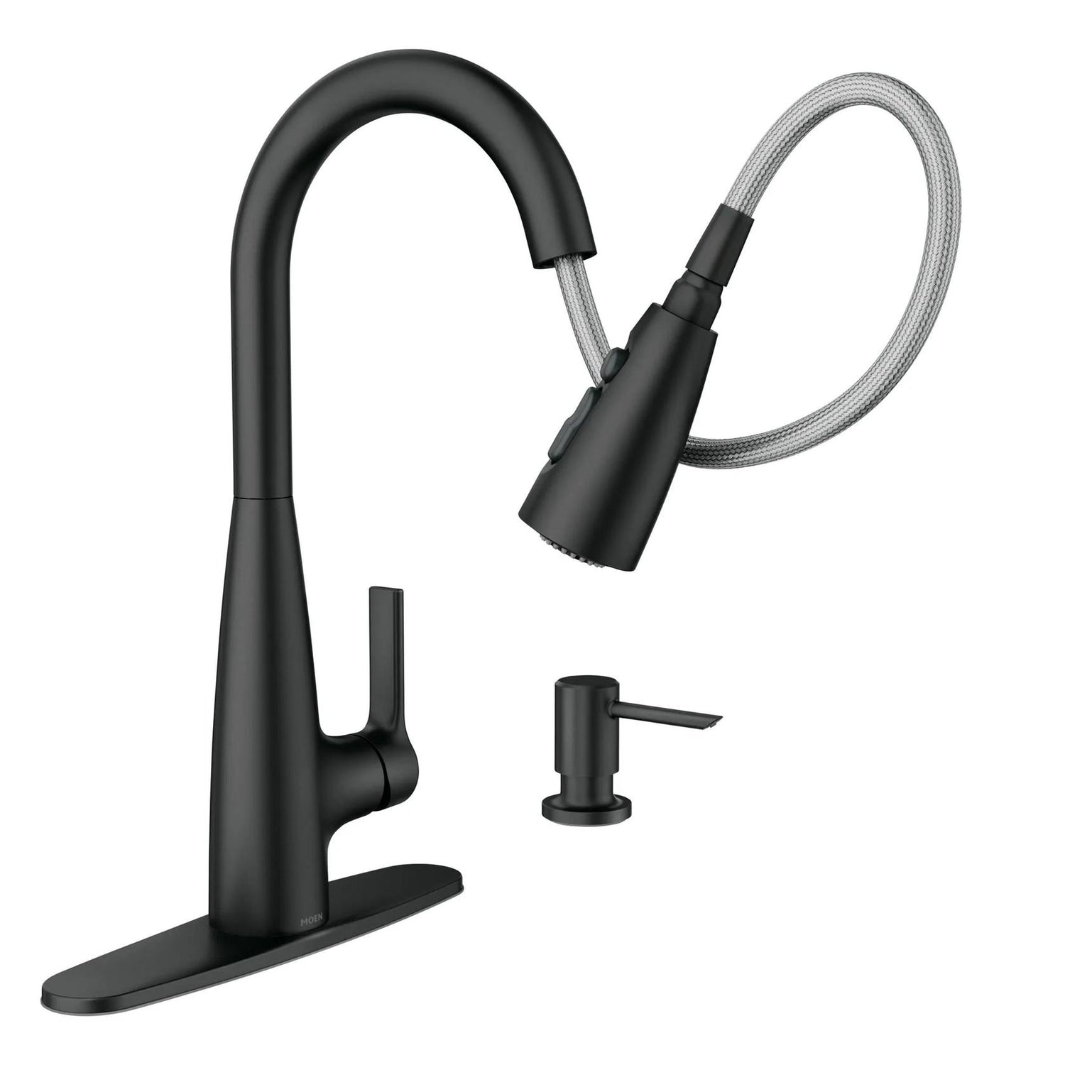 MOEN Haelyn 87627BL Single-Handle Pull-Down Sprayer Kitchen Faucet with 360 Degree Spout Swivel in Matte Black