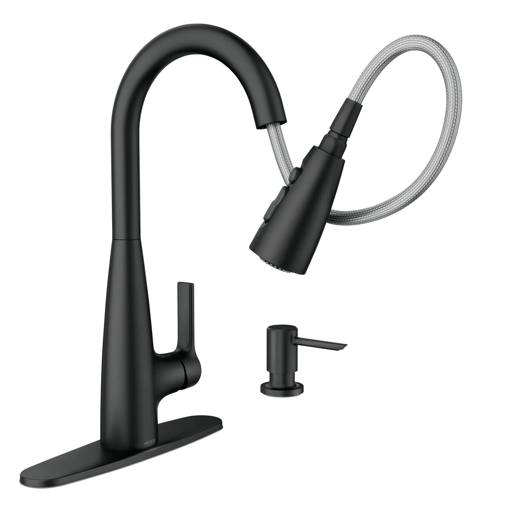 MOEN Haelyn 87627BL Single-Handle Pull-Down Sprayer Kitchen Faucet with 360 Degree Spout Swivel in Matte Black