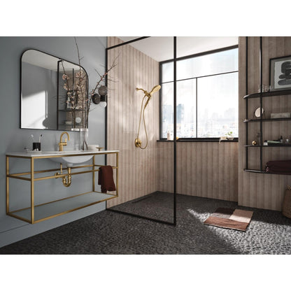 MOEN Verso 220C3EPBG 8-Spray 7 in .Dual Wall Mount Fixed and Handheld Shower Head 1.75 GPM with Infiniti Dial in Brushed Gold