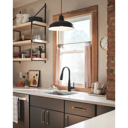 MOEN Haelyn 87627EIBL Pull Down Sprayer Kitchen Faucet ColorCue with 360 Degree Spout Swivel and Power Boost in Matte Black