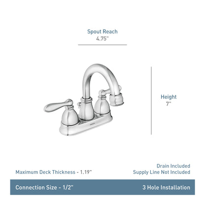 MOEN Caldwell WS84667 Centerset Two Handle Bathroom Sink Faucet in Chrome