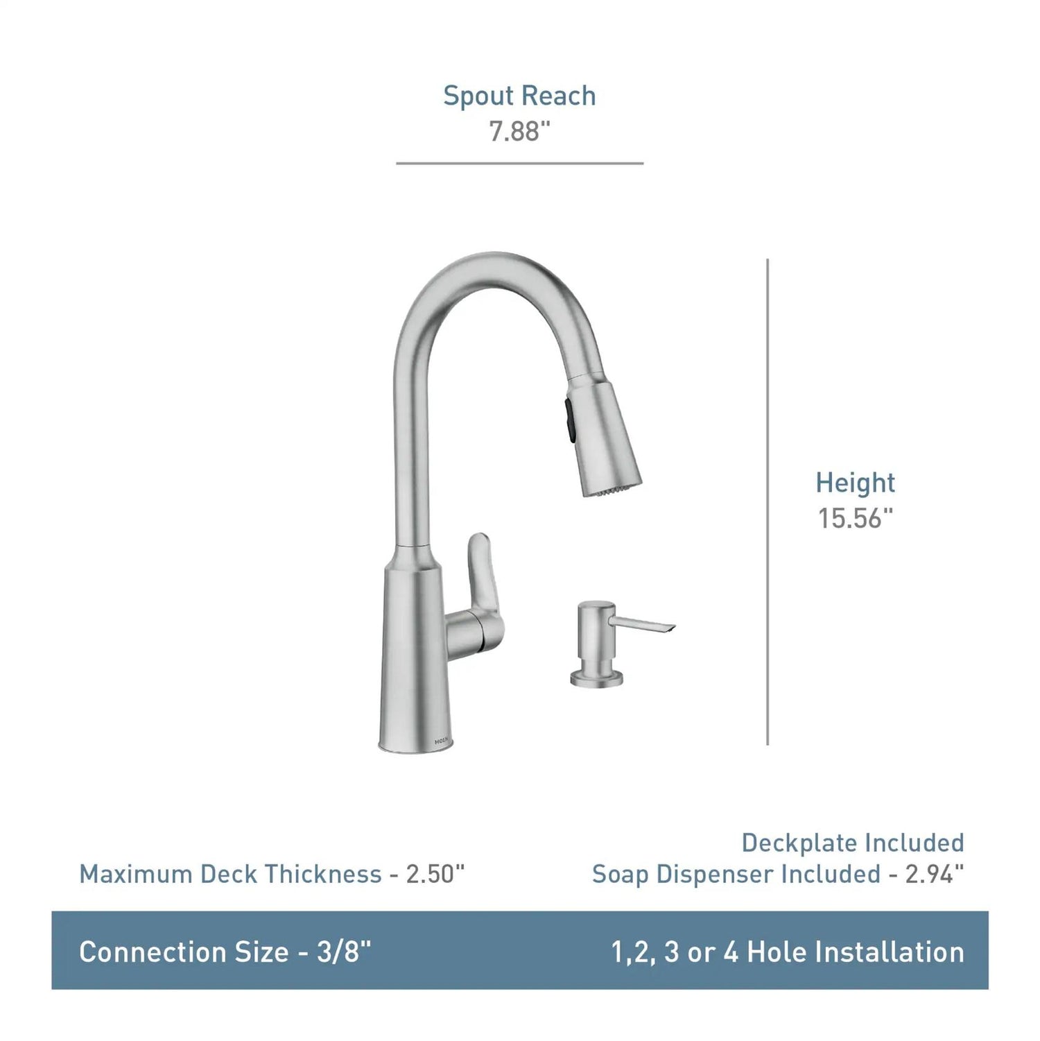 MOEN Edwyn 87028SRS Single Handle Deck-mount Pull-down Kitchen Faucet with Sprayer in Spot Resist Stainless