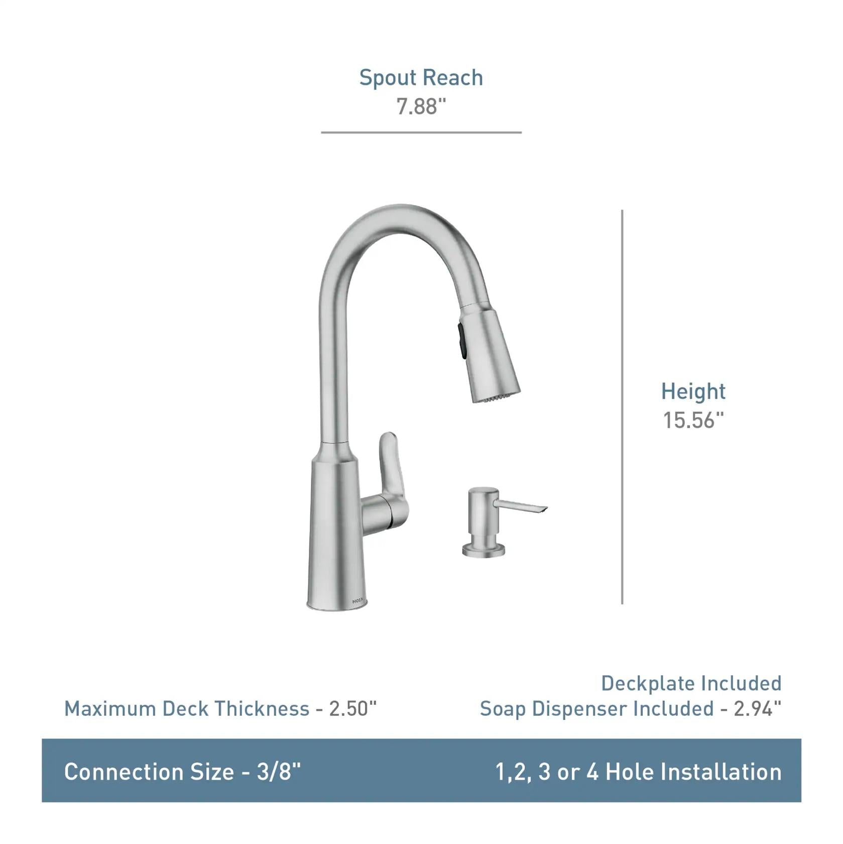 MOEN Edwyn 87028SRS Single Handle Deck-mount Pull-down Kitchen Faucet with Sprayer in Spot Resist Stainless