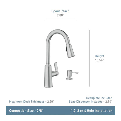MOEN Edwyn 87028SRS Single Handle Deck-mount Pull-down Kitchen Faucet with Sprayer in Spot Resist Stainless