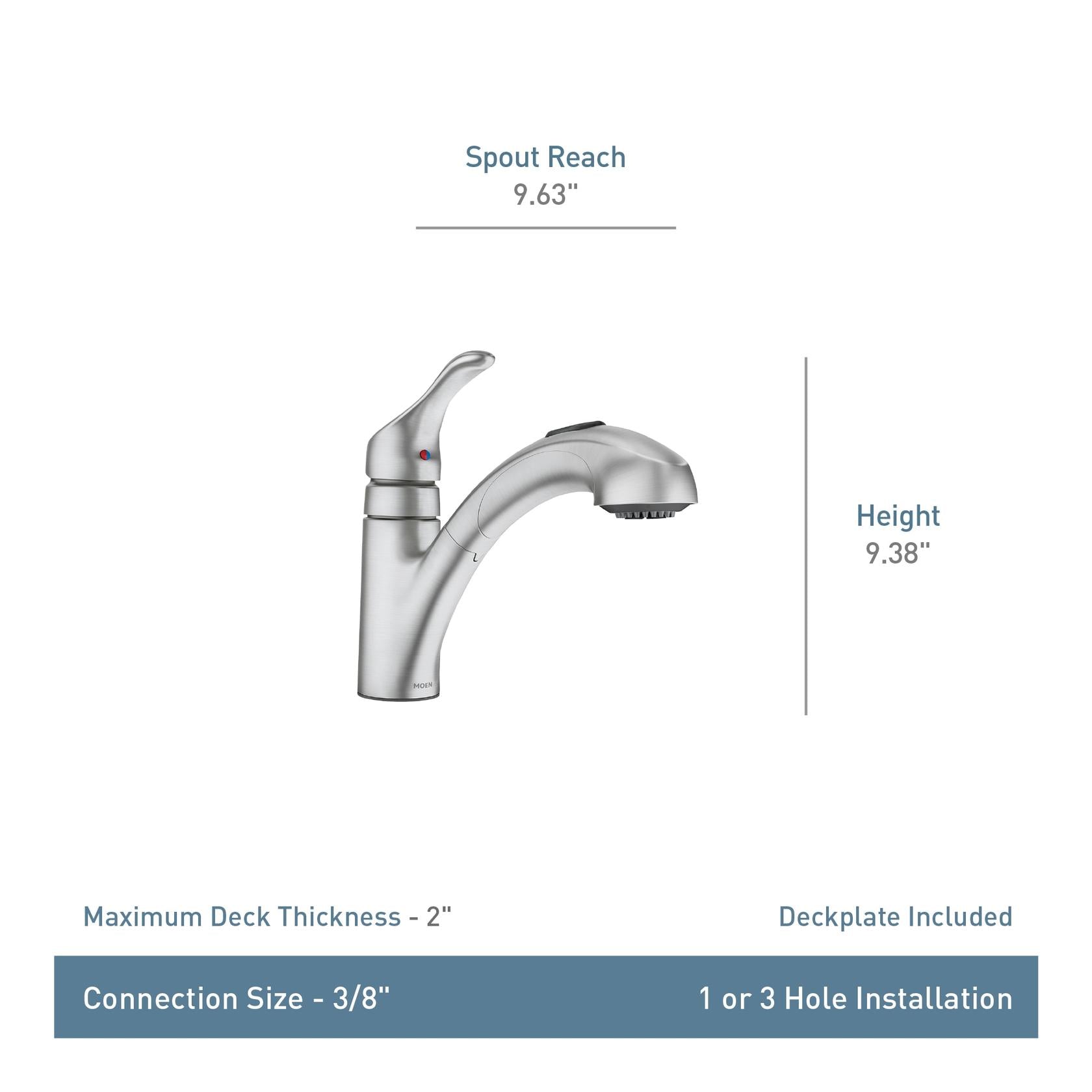 Moen Renzo CA87316SRS Spot Resist Stainless One-Handle Pullout Kitchen Faucet
