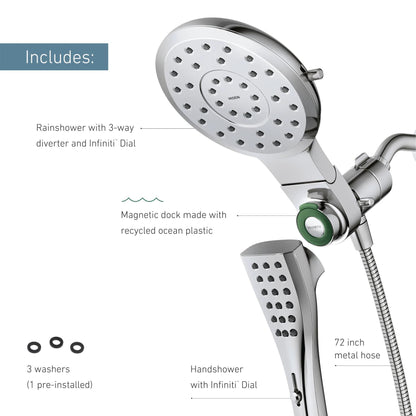 MOEN Verso 220C3EPBG 8-Spray 7 in .Dual Wall Mount Fixed and Handheld Shower Head 1.75 GPM with Infiniti Dial in Brushed Gold