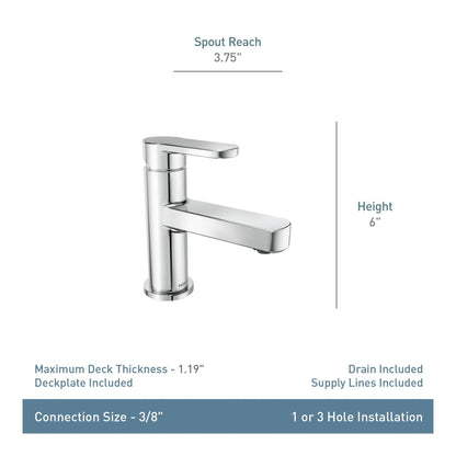 MOEN Laris 84014 Single-Handle Single-Hole Bathroom Faucet in Chrome (Valve Included)