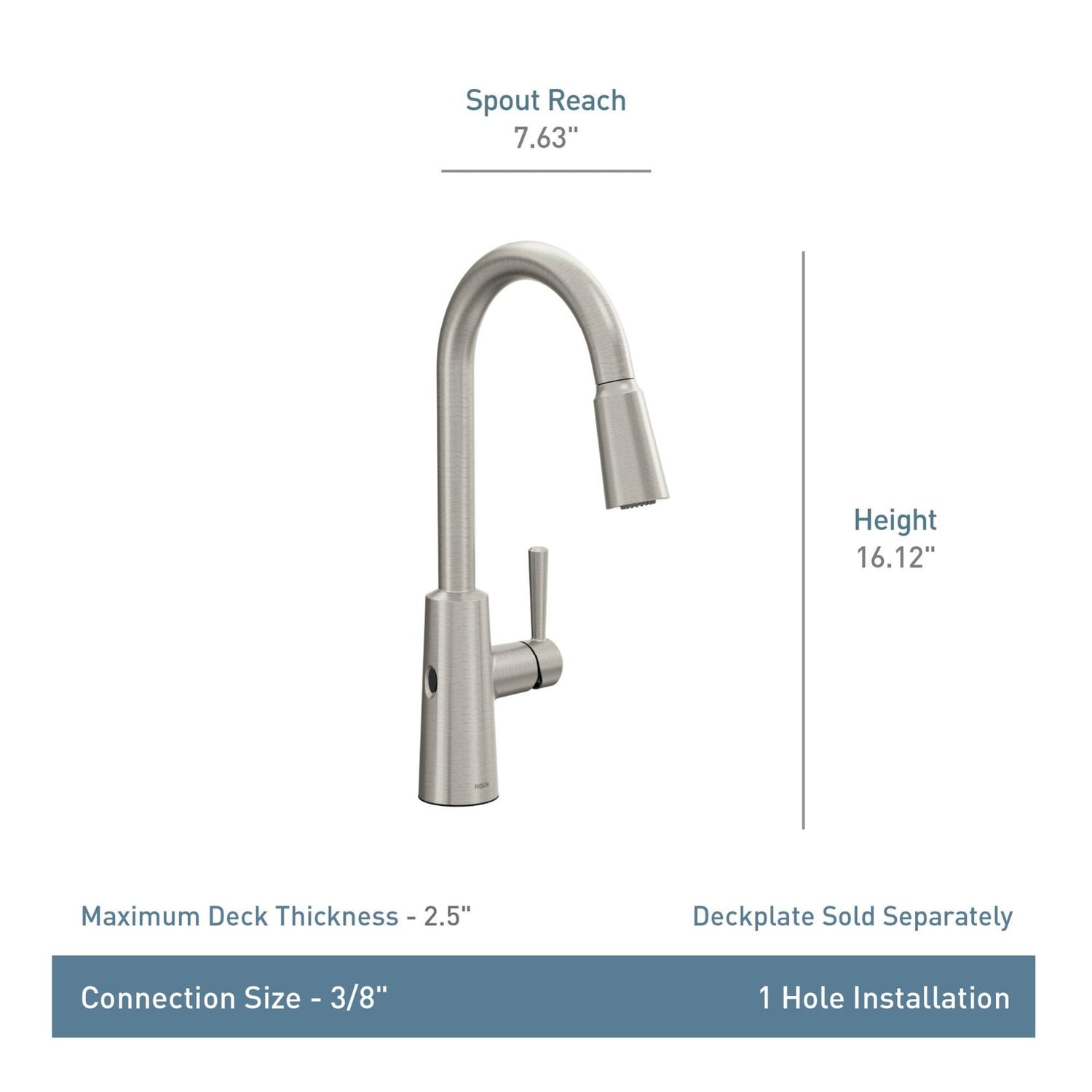 MOEN Riley 7402EW Touchless Single Handle Pull-Down Sprayer Kitchen Faucet in Chrome - Like New