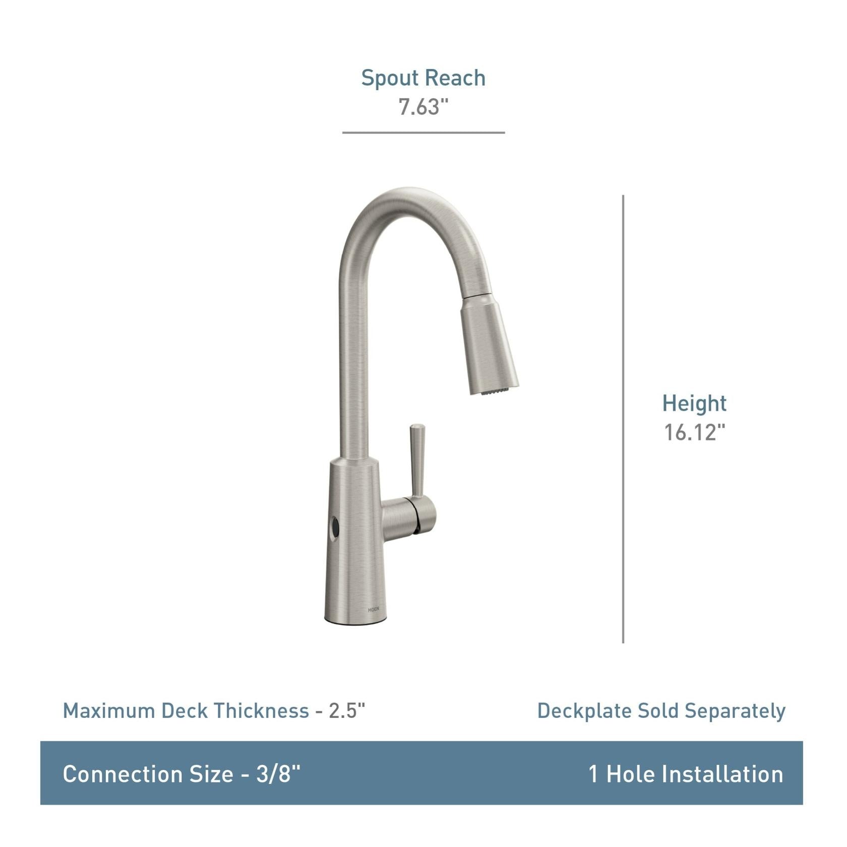 MOEN Riley 7402EWBL Touchless Single Handle Pull-Down Sprayer Kitchen Faucet in Matte Black