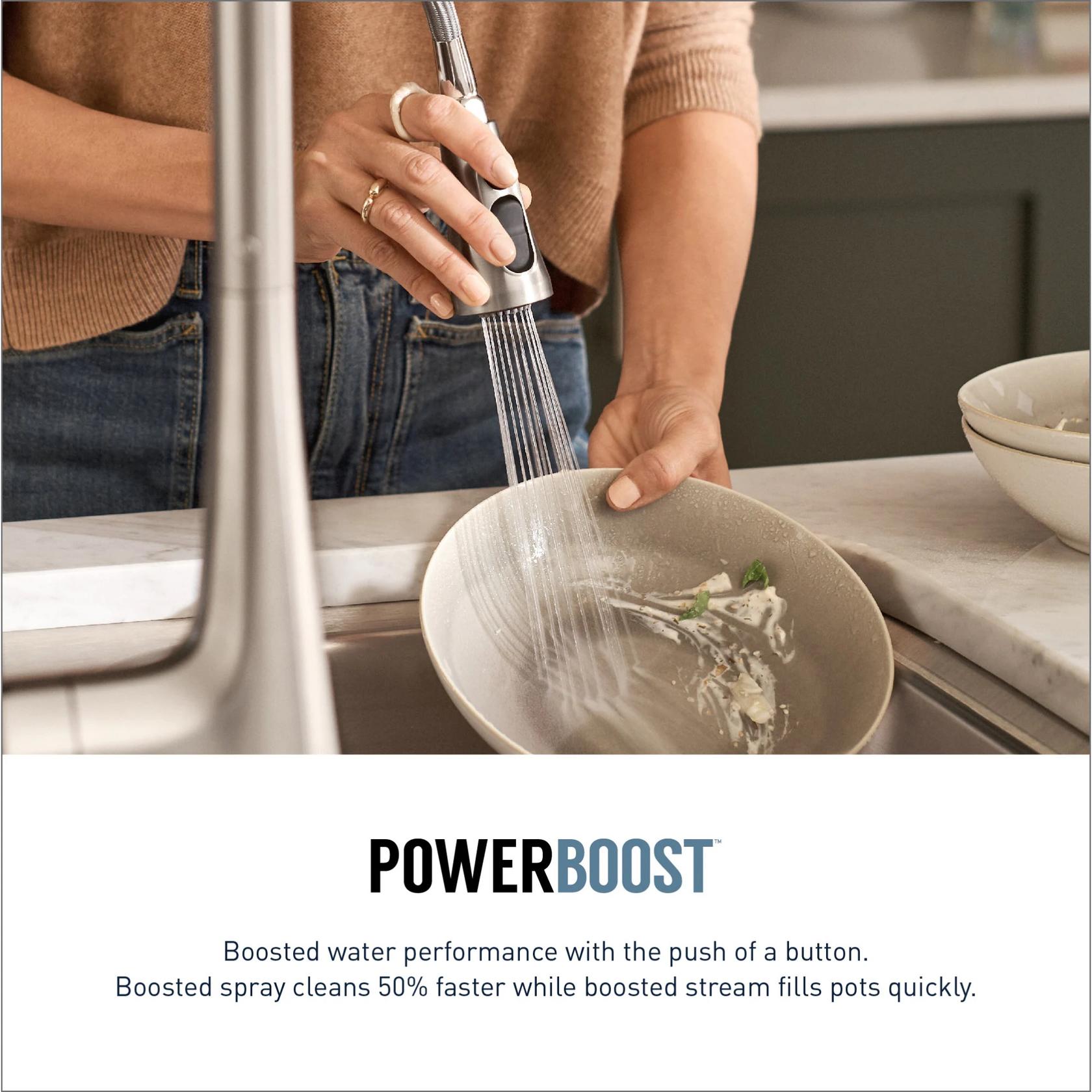 MOEN Kurv 9126NL One-Handle Pulldown Kitchen Faucet Featuring Power Boost and Reflex in Polished Nickel