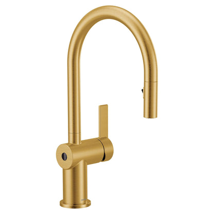 MOEN Cia 1-Handle Touchless Pull-Down Sprayer Kitchen Faucet with MotionSense Wave and Power Clean in Brushed Gold