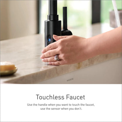 MOEN Cia 1-Handle Touchless Pull-Down Sprayer Kitchen Faucet with MotionSense Wave and Power Clean in Brushed Gold