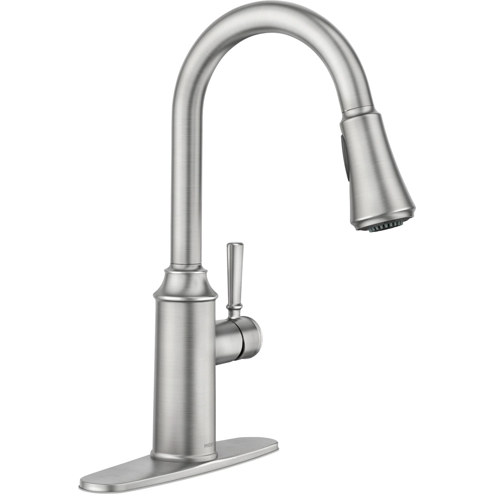MOEN Conneaut 87801SRS One Handle Pulldown Kitchen Sink Faucet with Power Clean in Spot Resist Stainless
