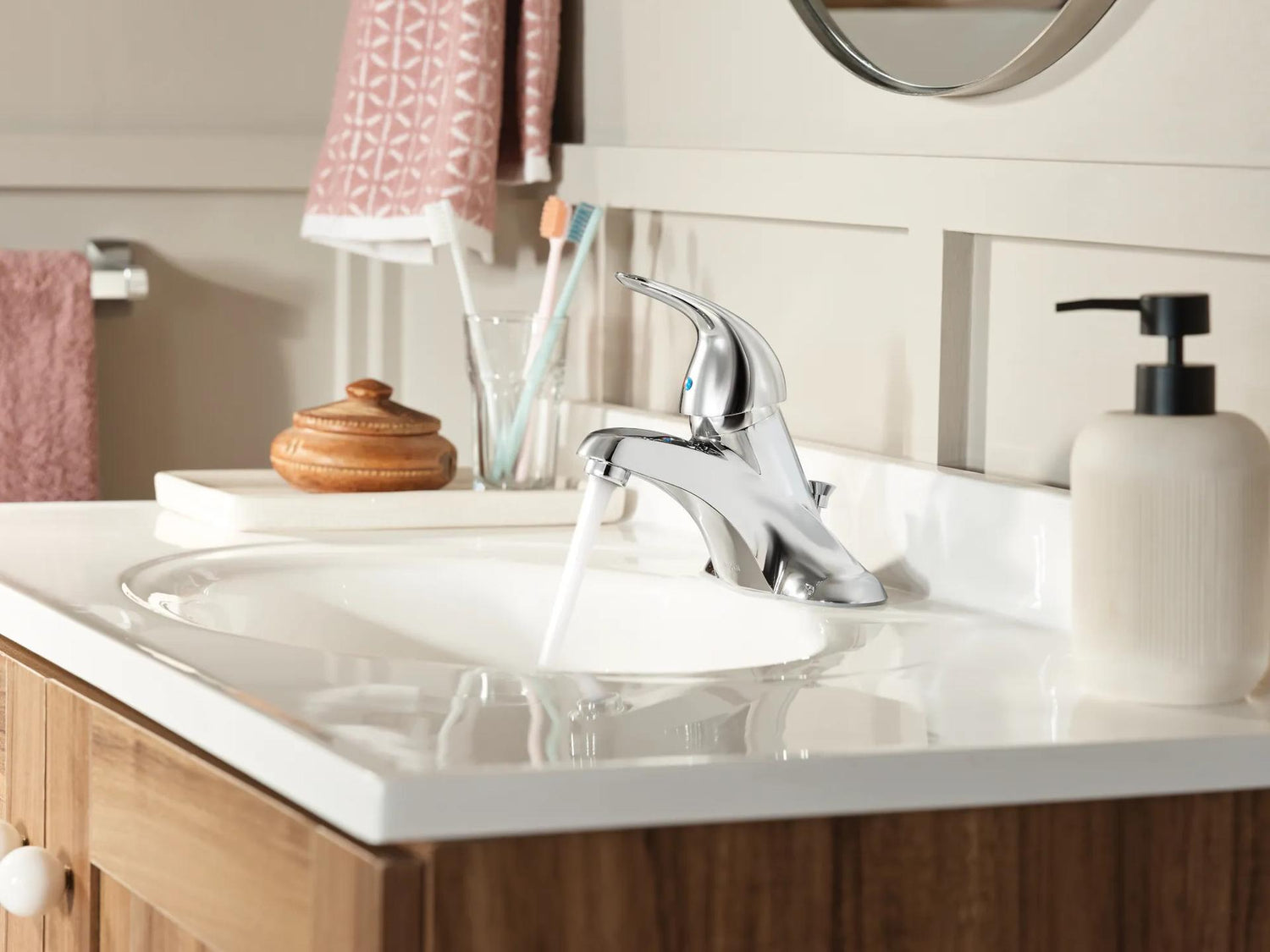 MOEN Adler WS84503 Centerset Single Handle Low-Arc Bathroom Faucet in Chrome