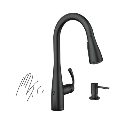 MOEN Essie 87014EWBL Touchless Single-Handle Pull-Down Sprayer Kitchen Faucet with MotionSense Wave and Power Clean in Matte Black