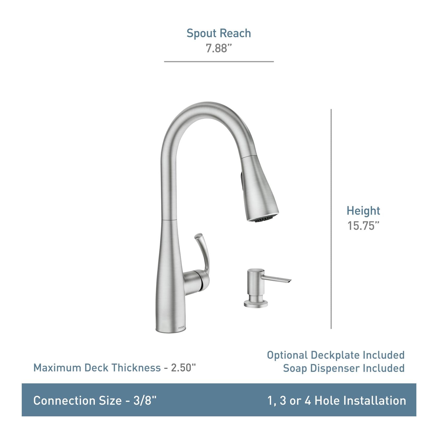 MOEN Essie 87014 Single-Handle Pull-Down Sprayer Kitchen Faucet with Reflex and Power Clean in Chrome