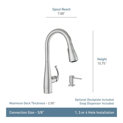 MOEN Essie 87014 Single-Handle Pull-Down Sprayer Kitchen Faucet with Reflex and Power Clean in Chrome