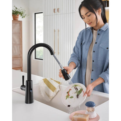 MOEN Riley 7402EWBL Touchless Single Handle Pull-Down Sprayer Kitchen Faucet in Matte Black
