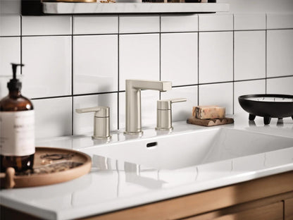MOEN Rinza 84629SRN Widespread Double Handle Bathroom Faucet in Spot Resist Brushed Nickel