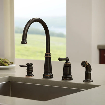 MOEN Edison 87042BRB Single Handle Deck Mount Standard Kitchen Faucet in Mediterranean Bronze