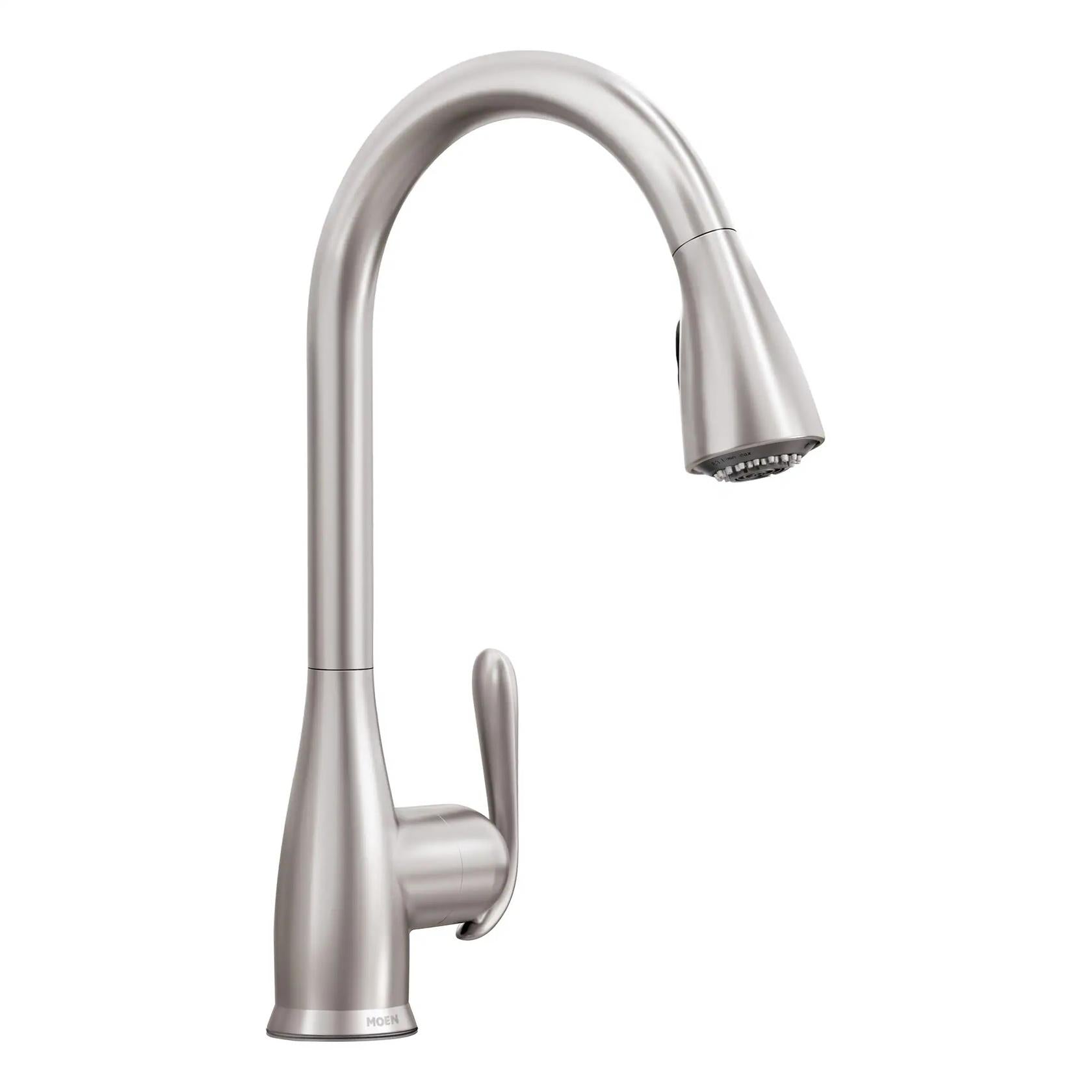 MOEN Haysfield 87879SRS Single Handle Deck-mount Pull-down Kitchen Faucet with Sprayer in Spot Resist Stainless