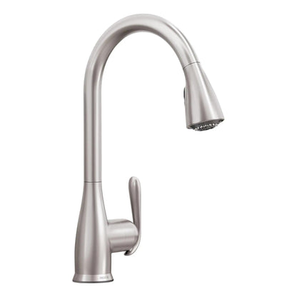 MOEN Haysfield 87879SRS Single Handle Deck-mount Pull-down Kitchen Faucet with Sprayer in Spot Resist Stainless