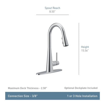 MOEN Sleek 7864BLS One Handle High Arc Pulldown Modern Kitchen Faucet With Power Boost in Black Stainless