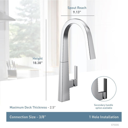 MOEN Nio S75005EV2BL Smart Faucet Touchless Pull-Down Sprayer Kitchen Faucet with Voice and Motion Control in Matte Black