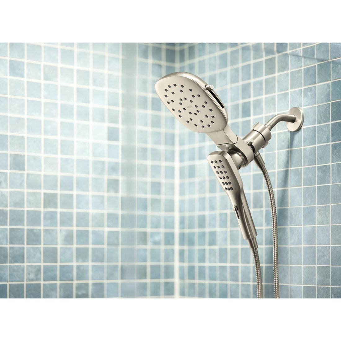 MOEN Verso 220C5BN Infiniti Dial Square Rain Shower Head with Detachable Hand Shower Combo, 7-Inch Spray Head in Brushed Nickel