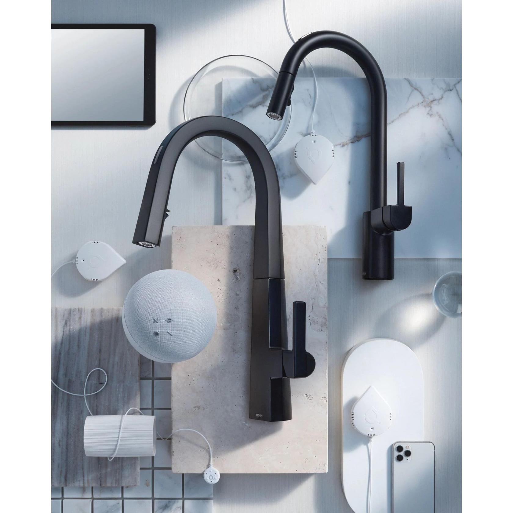 MOEN Nio S75005EV2BL Smart Faucet Touchless Pull-Down Sprayer Kitchen Faucet with Voice and Motion Control in Matte Black