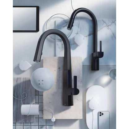 MOEN Nio S75005EV2BL Smart Faucet Touchless Pull-Down Sprayer Kitchen Faucet with Voice and Motion Control in Matte Black