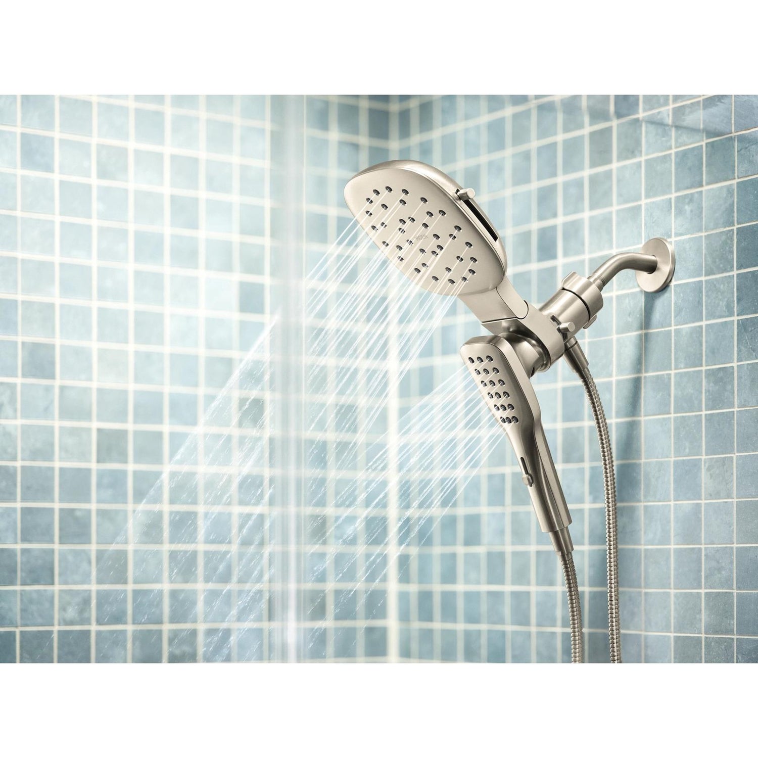 MOEN Verso 220C5BN Infiniti Dial Square Rain Shower Head with Detachable Hand Shower Combo, 7-Inch Spray Head in Brushed Nickel