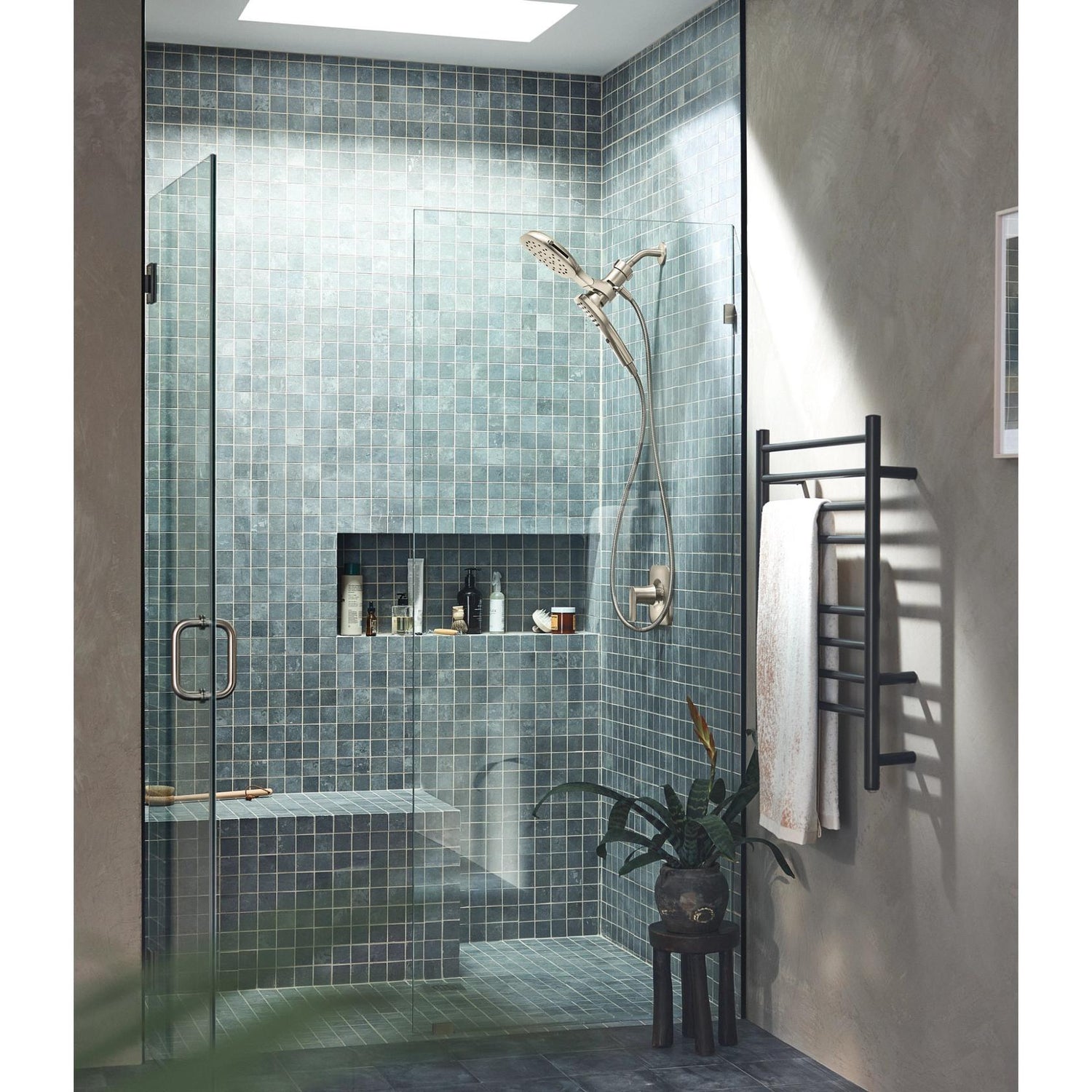 MOEN Verso 220C5BN Infiniti Dial Square Rain Shower Head with Detachable Hand Shower Combo, 7-Inch Spray Head in Brushed Nickel