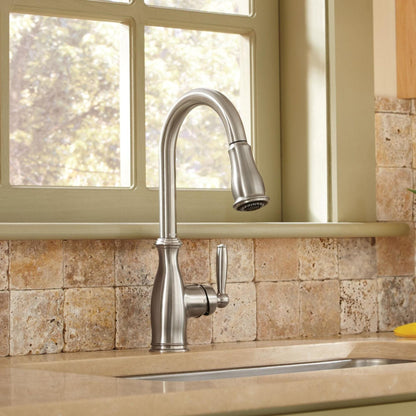 MOEN Brantford 7185C Single-Handle Pull-Down Sprayer Kitchen Faucet with Reflex and Power Boost in Chrome