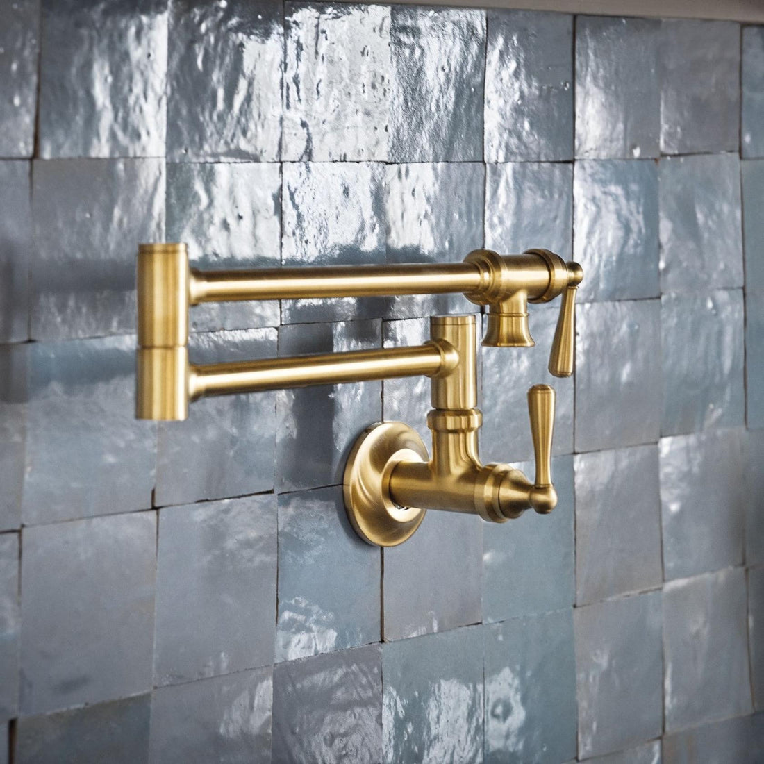 MOEN Modern S664BGWall Mount Folding Swing Arm Pot Filler in Brushed Gold