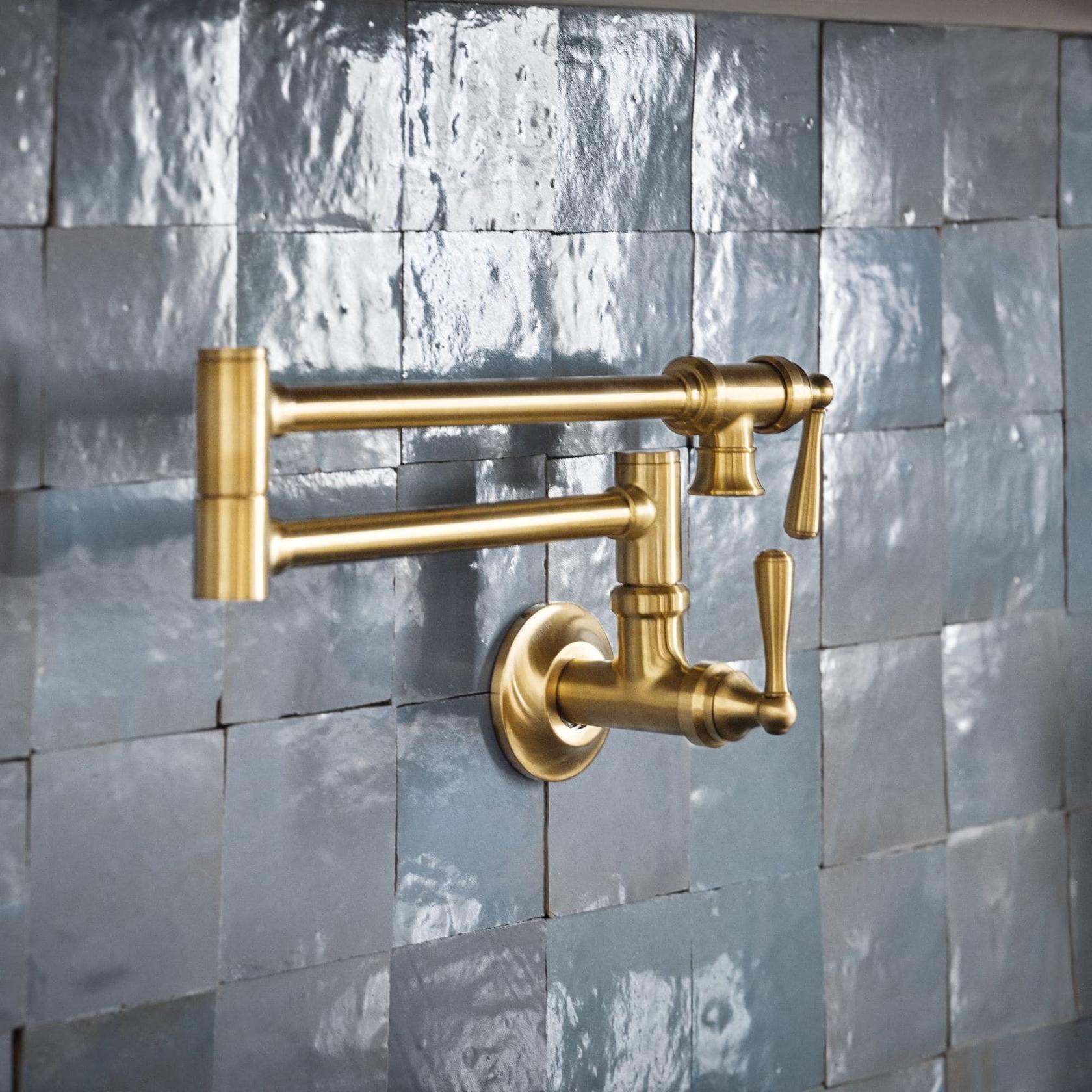 MOEN Modern S664BGWall Mount Folding Swing Arm Pot Filler in Brushed Gold