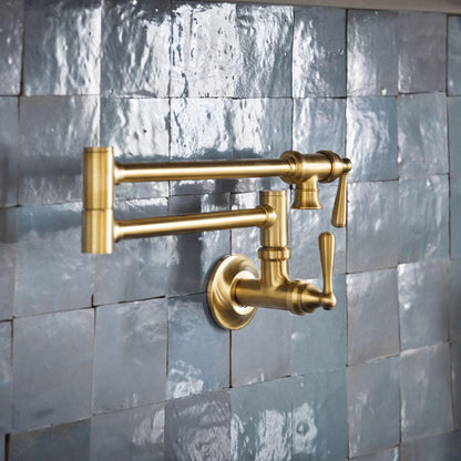 MOEN Modern S664BGWall Mount Folding Swing Arm Pot Filler in Brushed Gold