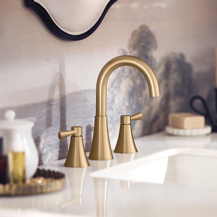 MOEN Ronan 84023BZG Widespread 2-Handle Bathroom Faucet in Bronzed Gold (Valve Included)