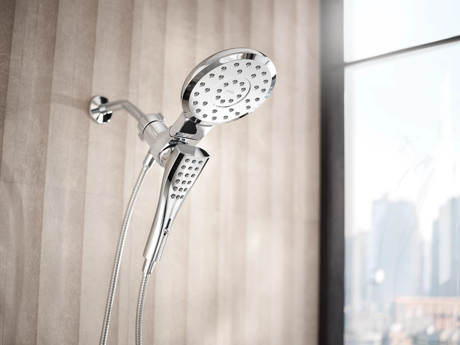 MOEN Verso 220C3EP 8-Spray 7 in. Dual Wall Mount Fixed and Handheld Shower Head 1.75 GPM with Infiniti Dial in Chrome