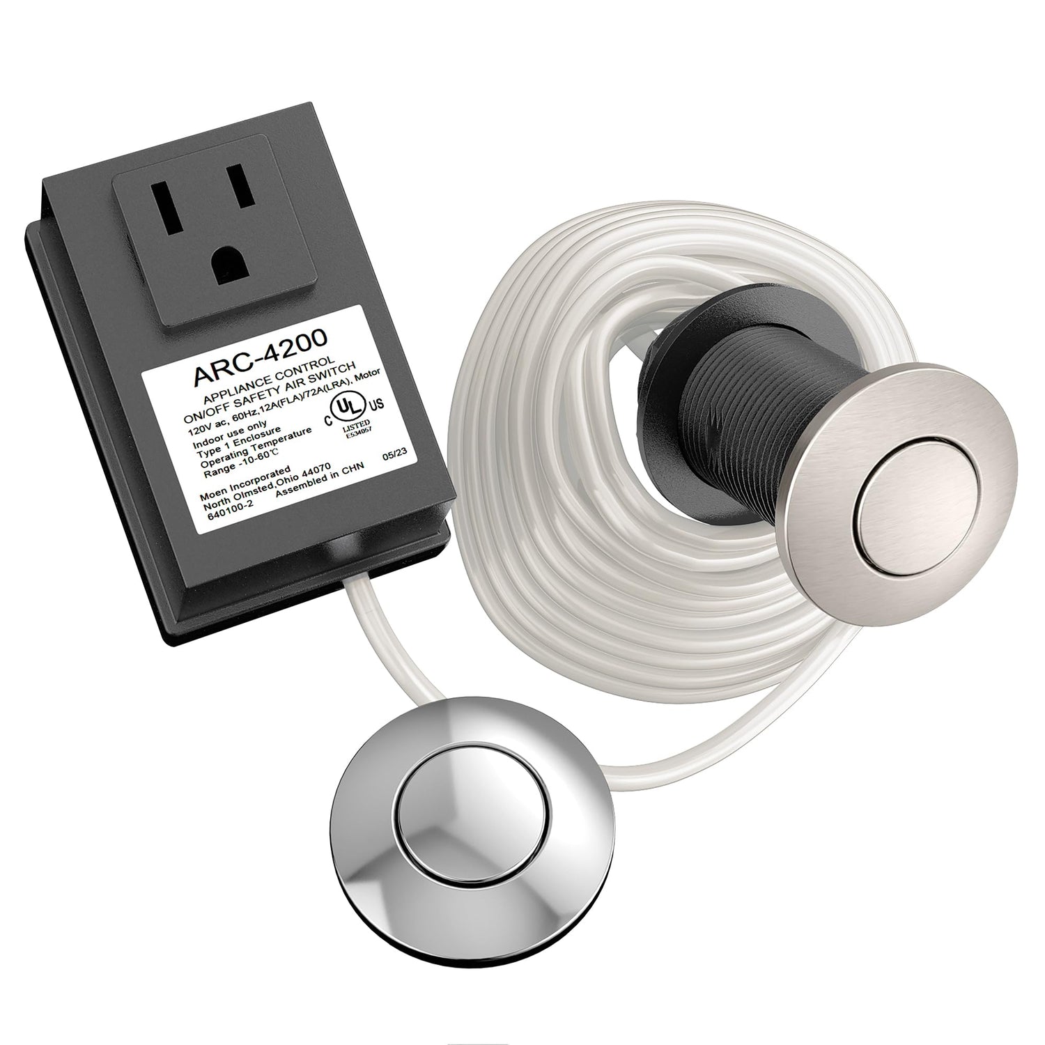 Moen Chrome and Spot Resist Stainless Air Switch With Controller, ARC-4200-CHSRS