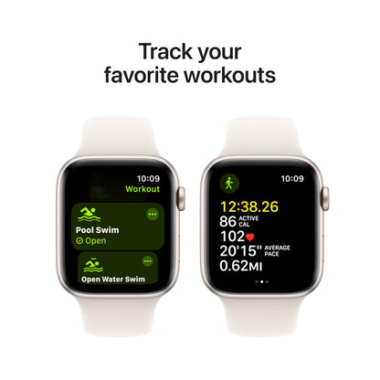 Apple Watch SE (2nd Gen) [GPS 44mm] Smartwatch with Starlight Aluminum Case with Starlight Sport Band S/M. Fitness &amp; Sleep Tracker, Crash Detection, Heart Rate Monitor