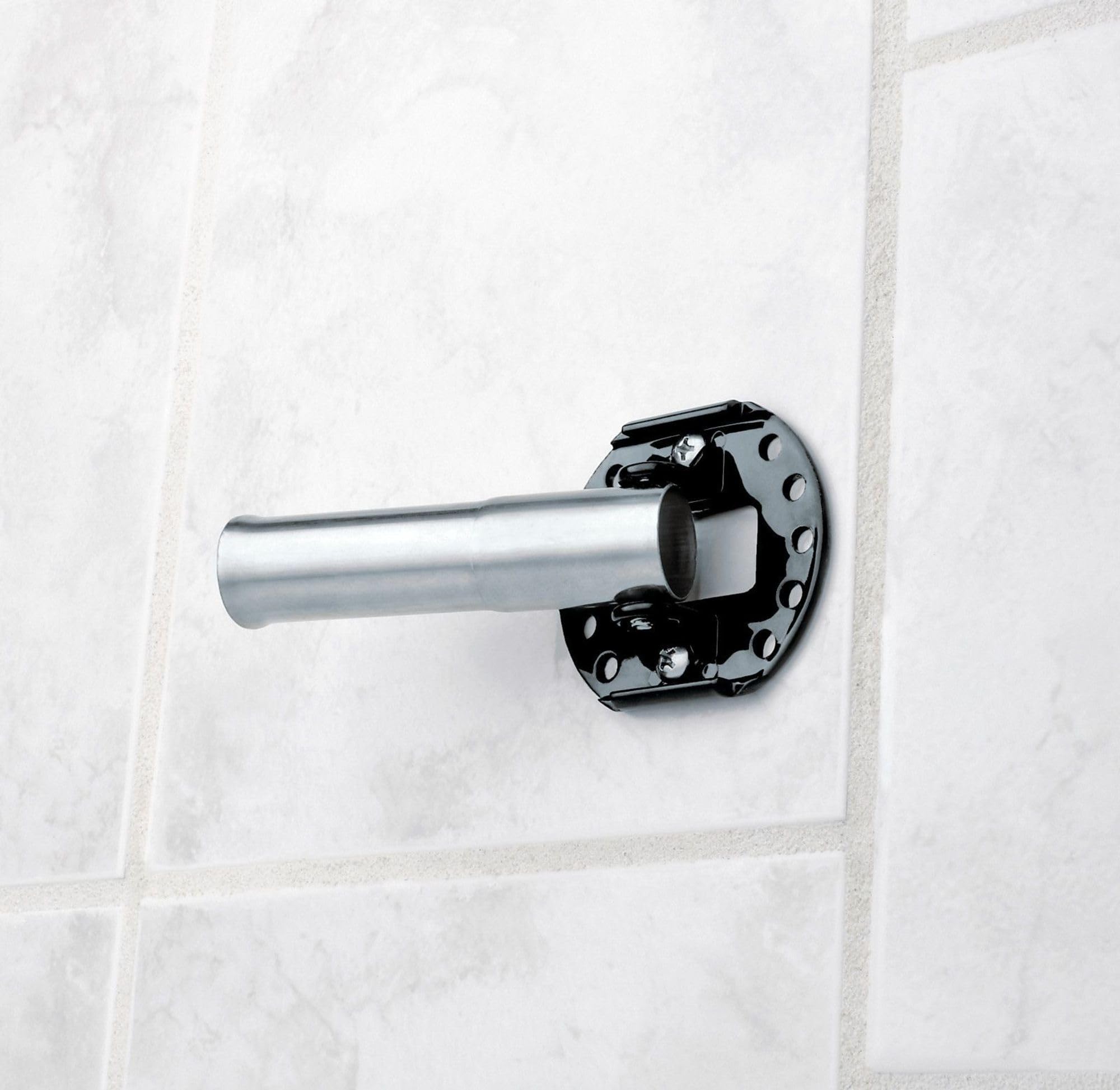 Moen Brushed Nickel 5-Foot Curved Fixed Mount Shower Curtain Rod with Pivoting Flanges, CSR2165BN