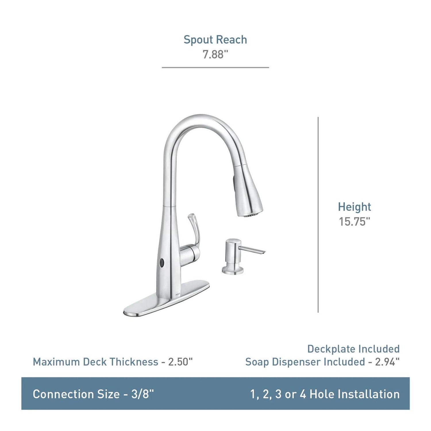 MOEN Essie 87014EWBL Touchless Single-Handle Pull-Down Sprayer Kitchen Faucet with MotionSense Wave and Power Clean in Matte Black